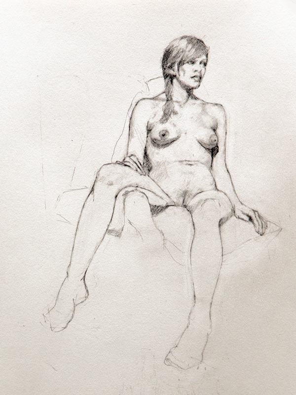 Linda Leslie Drawings, "Barefoot", 12 x 9 in. graphite-paper