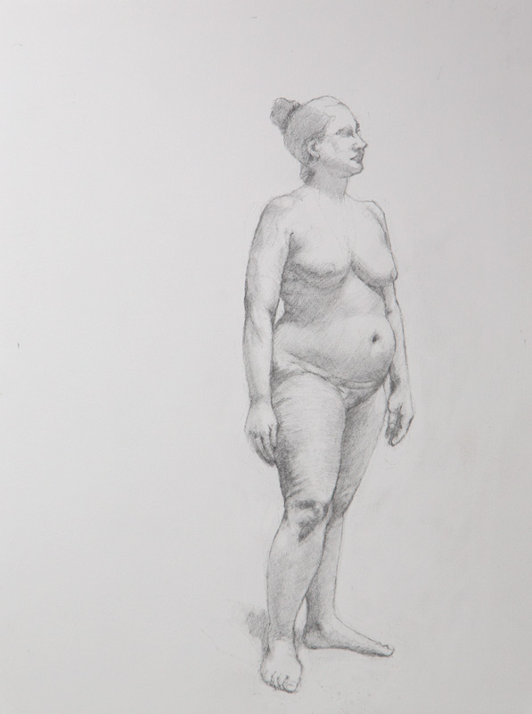 Linda Leslie Drawings, Workshop Figure2, 12 x 9 in. graphite-paper