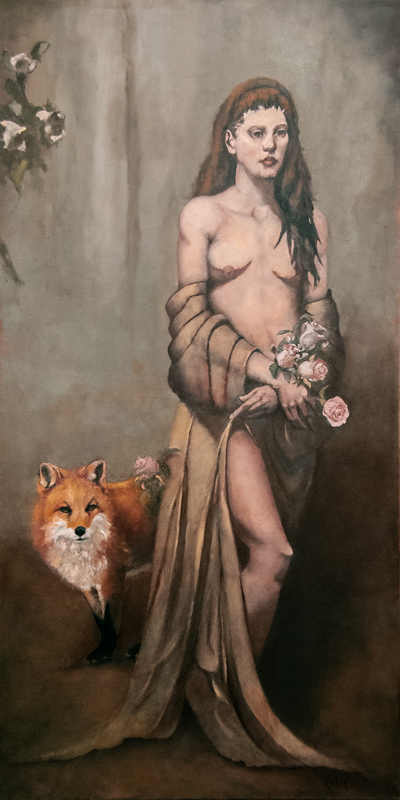 "Cunning Consort" 48 x 24 in. oil-canvas